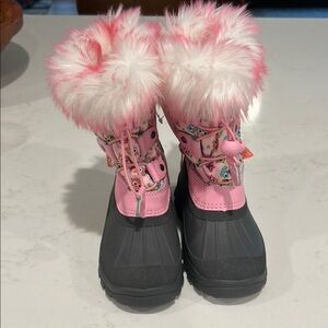 Pink and Black Kids Winter Boots